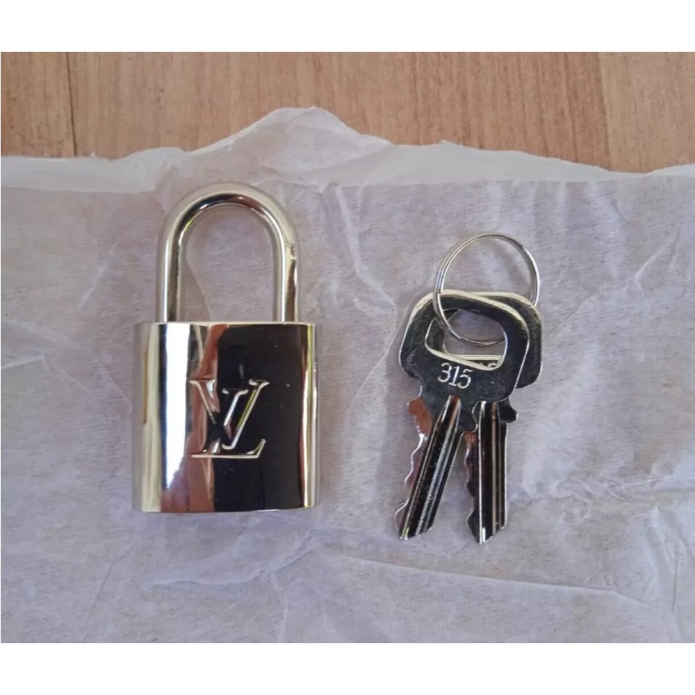 Authentic Louis Vuitton PadLock Lock &2 Key Brass Silver Number 315